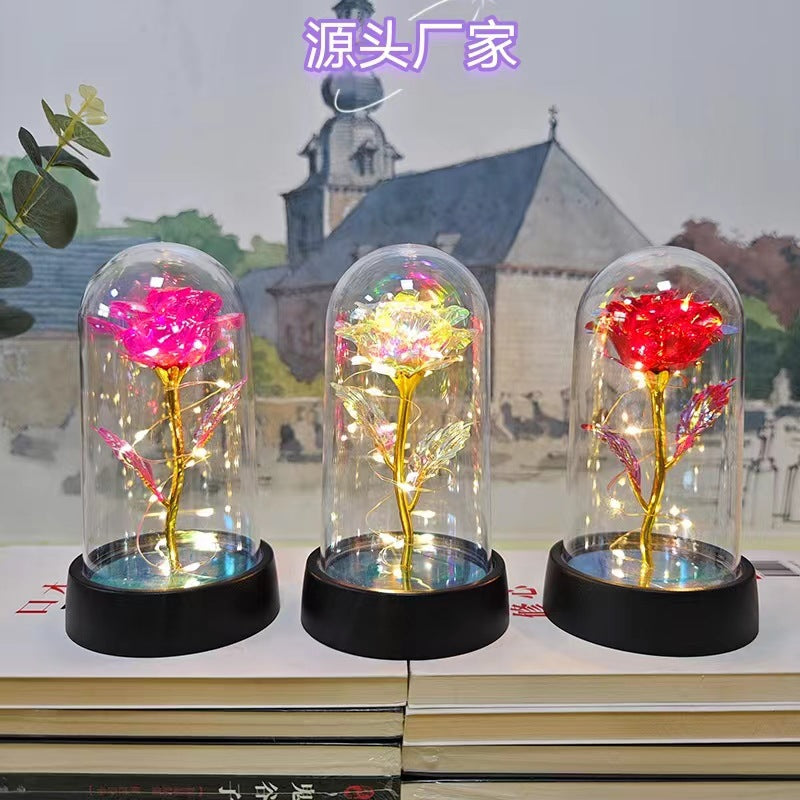 Gold foil gold rose acrylic cover all night light Christmas cher Tanabata Valentine's Day Mother's Day pendulum